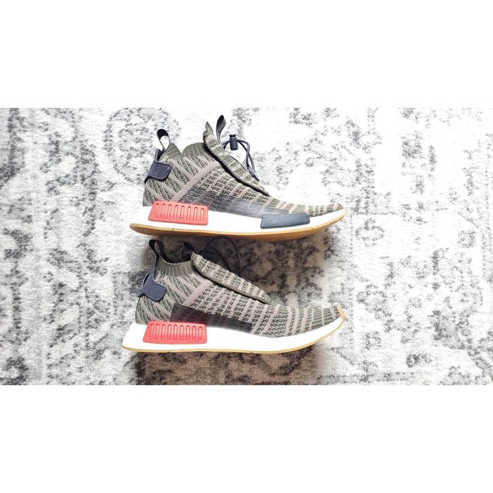 Adidas NMD TS1 Primeknit Shoes Night Cargo Base Green Black Sneakers Men's Sz 10 - Picture 4 of 11